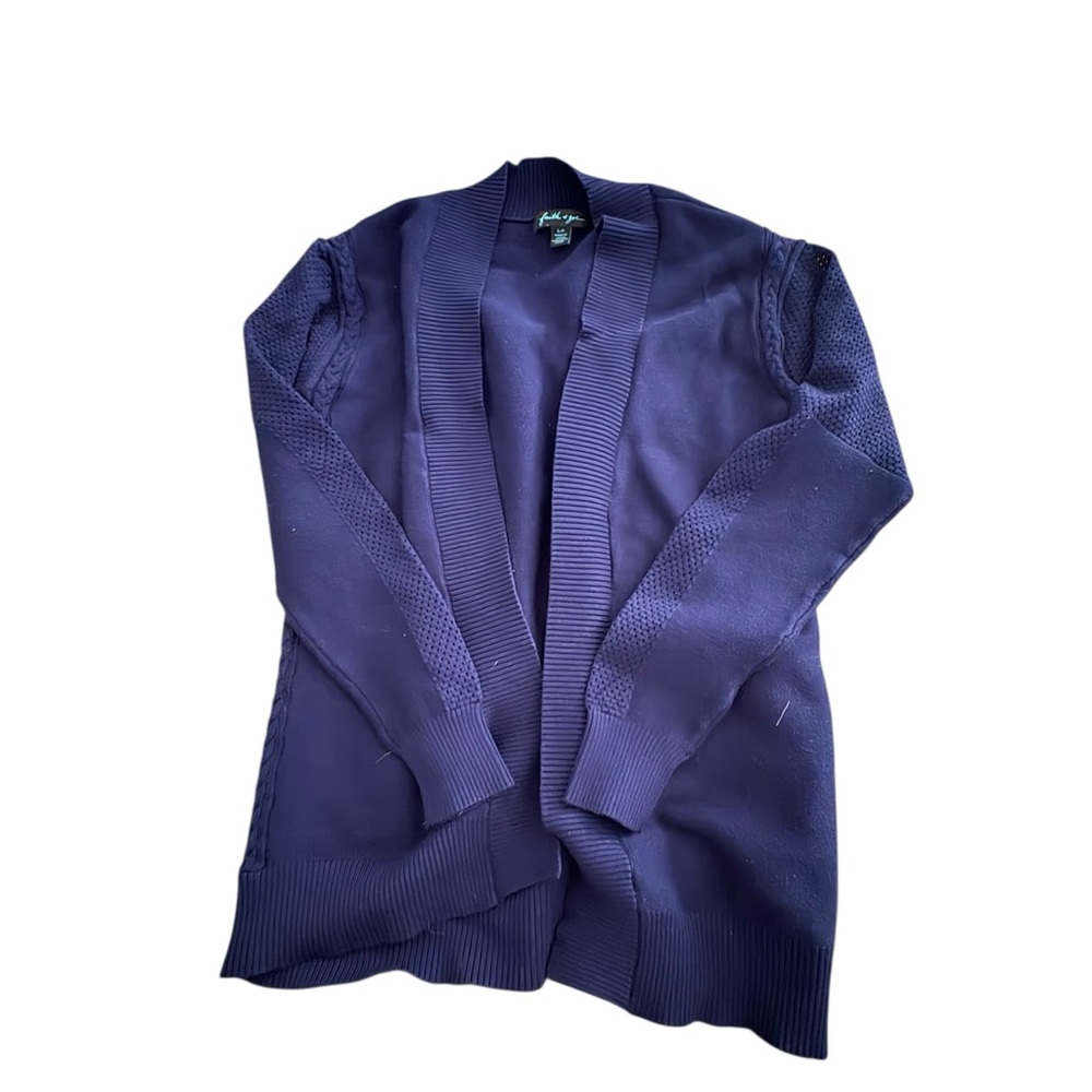 Navy purple Open Front Cardigan